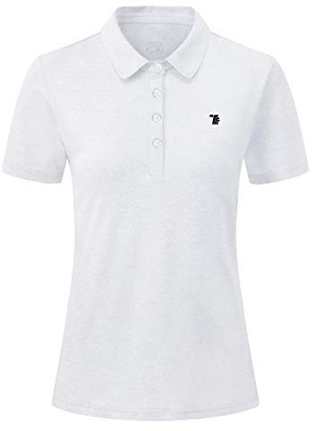 YSENTO Womens Short Sleeve Polo Lady-fit Shirt Premium Sports Golf Polo T-Shirts(White,l)