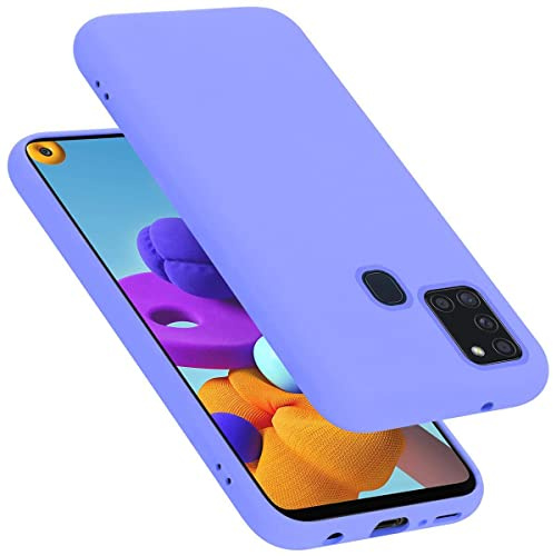Cadorabo Hülle kompatibel mit Samsung Galaxy A21s Hülle Silikon Handyhülle für Galaxy A21s Case aus flüssigem Silikon- Kratzfeste und stoßfeste dünne TPU Schutzhülle - Liquid HELL LILA