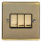 3 Gang Triple Light Switch – ANTIQUE BRASS & Black Trim – 2 Way 10 Amp – Dark Gunmetal Decorative Wall Plate & Solid Metal Rocker – On/Off Mains Lighting Switch
