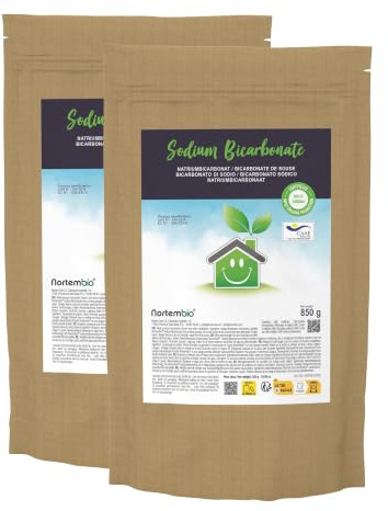 Nortembio Natron 2 x 850 g 100% natürlich für die vielseitige Reinigung. Ohne Aluminium. Entfernt Gerüche und Schmutz. Küche, Bad, Textilien. E-Book inklusive