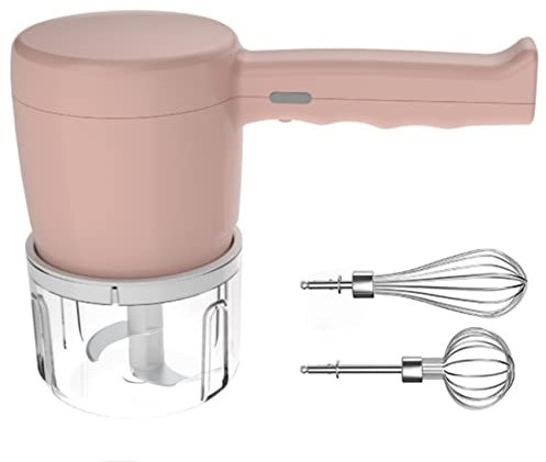 Stuurvnee Reloj de mano con 3 velocidades, batidor de mano inalámbrico y batidor de huevos de acero inoxidable, batidor de mano leguer, color rosa