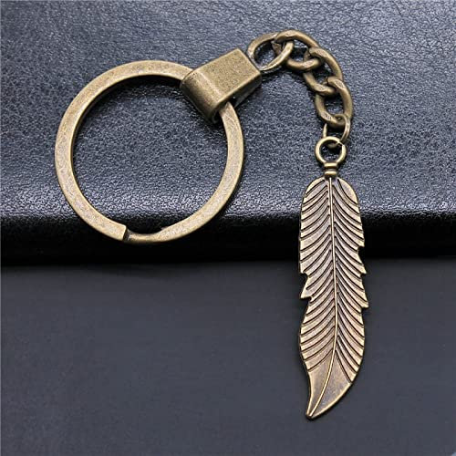 DXCO 2 Farben 45mm Feder Anhänger Schlüsselanhänger Schlüsselanhänger Halter Frauen Männer Schmuck Auto Schlüsselanhänger Souvenir Geschenk,Anti