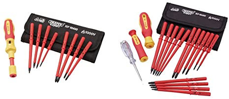 Draper 65372 XP1000 VDE Interchangeable Torque Screwdriver Set (9 Piece) & 05776 ergo plus Blade Screwdriver Set (18 Piece)