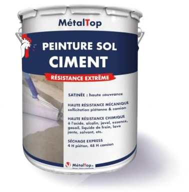 Metaltop - Peinture Sol Ciment - Gris clair - RAL 7035-5 L - Renforce et protège durablement les sols en béton et ciment