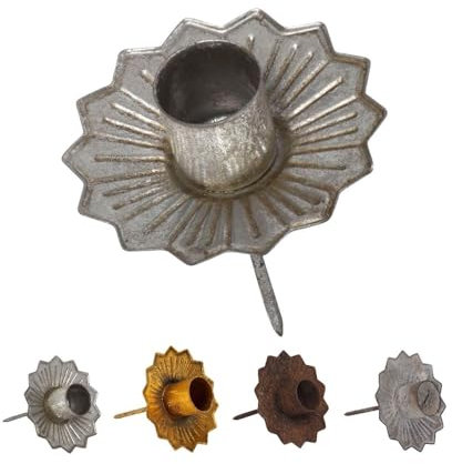 NETPROSHOP Kerzenhalter Durchmesser 7cm Krone zum Stecken für Stabkerzen/Tafelkerzen, Farbe:Silber Antik, Auswahl:7 cm