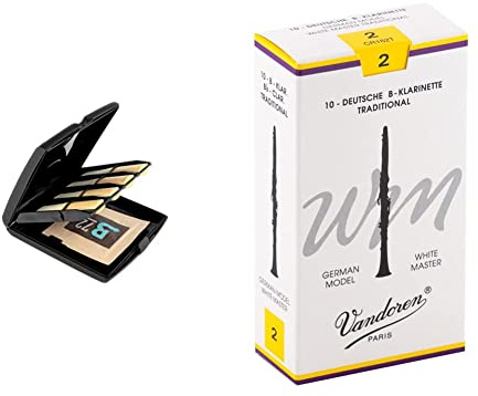Rico RVCASE04 Vitalizer Blattetui Universal für Klarinetten und Saxophonblätter & Vandoren Blätter B-Klarinette Deutsch 2,0 White Master Traditional