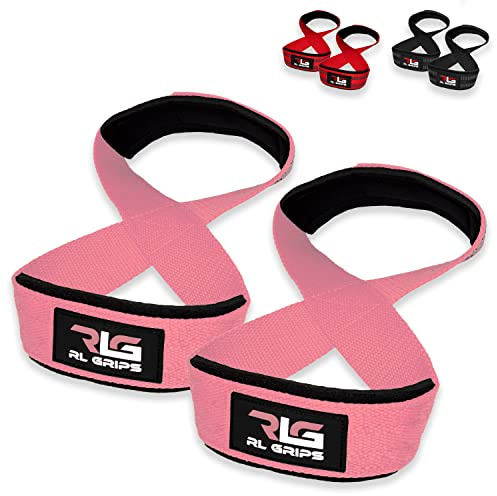 RL Grips - Straps 8 per Sollevamento Pesi e Powerlifting Professionale Imbottiti - Cinghie a Forma di 8 per Palestra e Fitness per Deadlift e Bodybuilding