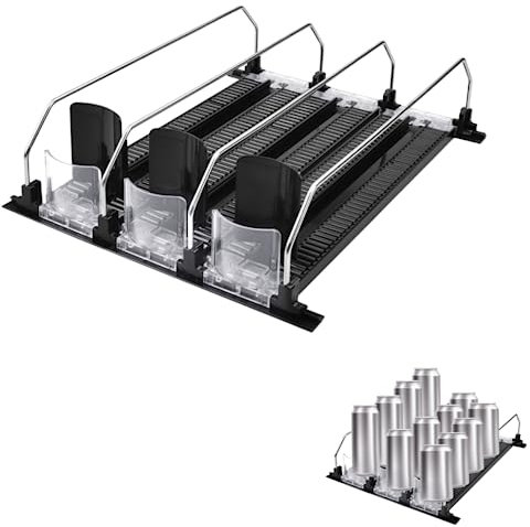 SCHYIDA Dosen Organizer Automatisch, Dosenspender Kühlschrank Schwarz Kühlschrank Dosenhalter 300MM - 310MM Soda Can Organizer Fridge Dosen Organizer Dosen Aufbewahrung Kühlschrank für 12 Dosen