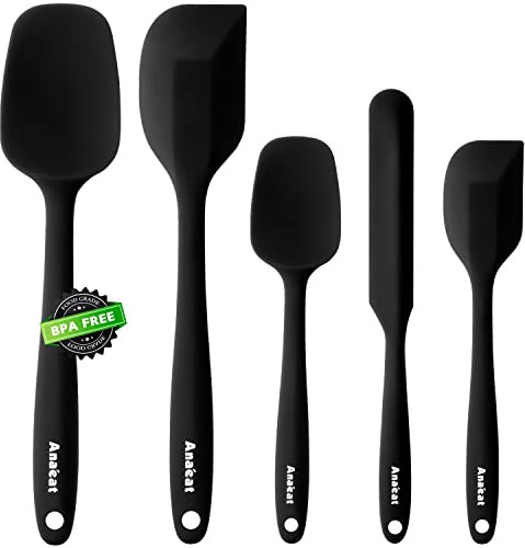 Anaeat Silicone Spatula Set of 5 - One-Pieces Seamless Design - Non Stick Rubber Spatulas BPA Free Kitchen Scraper Flexible for Baking, Cooking, Scraping & Mixing, Heat Resistant & Dishwasher Safe