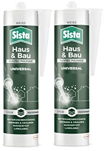 Sista Haus & Bau Universal FlexTec Polymer, Universal-Silikon für Fugen innen & außen, witterungsbeständige Dichtmasse für viele Materialien*, wasserfeste Fugenmasse, 2x280ml Kartusche