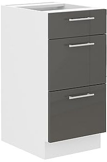 Kuechen-preisbombe Unterschrank 40 Lara Grau Hochglanz Küchenzeile Küchenblock Küche Soft-Close