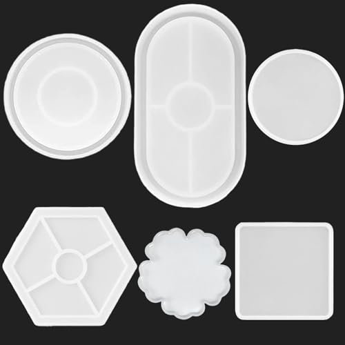 EUDUQ 6 Stück Silikonform Tablett,Silikonform Untersetzer,Silikonformen Gießformen Tablett,Epoxidharz Formen für Beton Gießform,für Untersetzer,Kerzenhalter,DIY Bastelprojekte,Heimdekoration