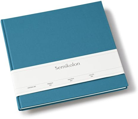 Semikolon 371037 Gästebuch Slim 25 x 23 cm - mit 100 blanko Seiten zum Selbstgestalten, Lesezeichen - azzuro hell-blau