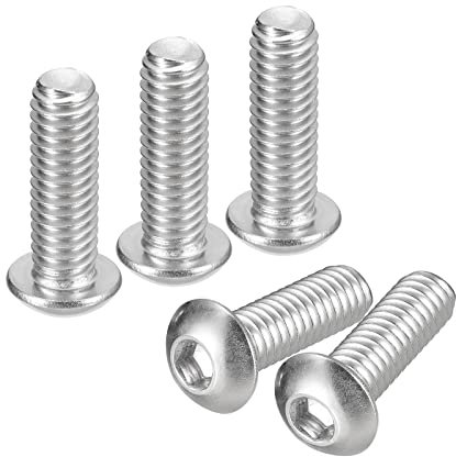 QUARKZMAN 5/16-18x1 Botón Hueca Cabeza Tornillos, 10uds 304 Inoxidable Acero Sujetadores Hexagonales Pernos Tornillos, Completa Rosca Hexagonal Accionamiento Tornillos