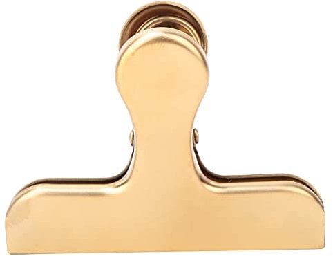 Stainless Steel Brass Color Clip, Vintage Retro Style Sealing Clips Accessory, Chip Bag Clips, Foods Snacks Bag Sealers Clips Grips, Refrigerator Magnet Clips for Kitchen Use(Gold T-Clip)