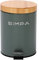 simpa 5L 5 Litre Matt Green Slim Soft-Closing Pedal Dustbin with Bamboo Lid