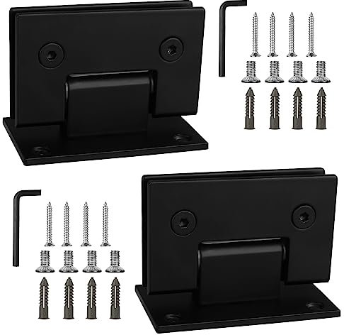 ZOFUN 2 Pack Glass Door Hinges Soft Close, 90 x 50 mm 90 Degree Glass Shower Doors Hinge with Screws & Expansion Pipes, Stainless Steel Shower Screen Hinges, Vertical Large Hinges for Glass Doors