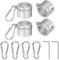 QUARKZMAN 4Stk Fahnenmast Ringe Aluminum Legierung Fahnenmast Ringe 360 Grad Knotenfrei Fahnenmast Klammern mit Haken für 0.75-1.0 Durchmesser Fahnenmast (Silber)