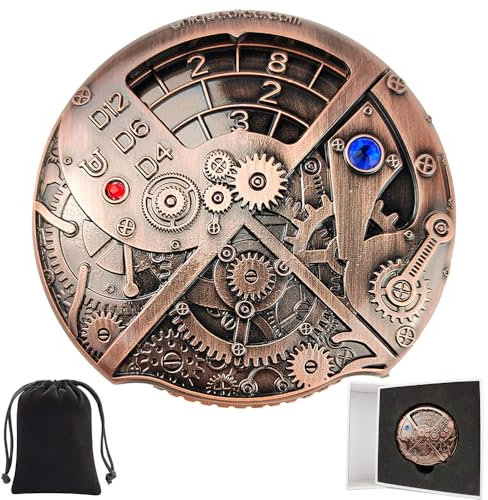 willmove Roulette Dice von Unique Dice 7-in-1 Drehscheibe Würfel DND Spinner Metall D20 Rollenspiel Dungeons and Dragons (Antique Red Copper)
