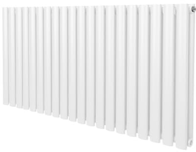 Radiador De Columna Ovalada 600mm x 1200mm Horizontal | Blanco | Acero | Montado en pared | Kit de fijación y soportes + Cepillo de limpieza GRATIS | Calefacción estufa calefactor