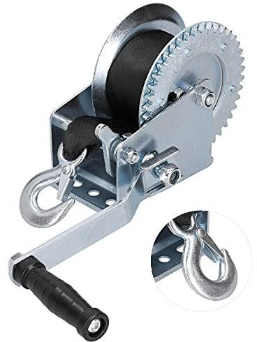 Treuil Robuste de 1 200 Lb avec Sangle de 8 M, Câble à Manivelle, Treuil Polyvalent pour Remorque de Bateau, Treuil Manuel Monté sur Attelage avec Couvercle, Treuils de Remorquage étanches, Robustes E