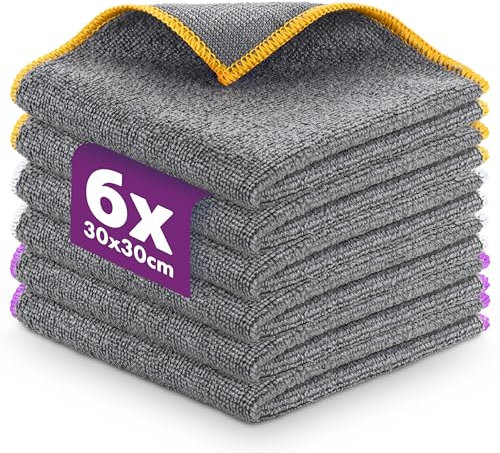 Lavandola 6X Allzweck Mikrofasertücher für Deinen Haushalt - Fusselfreie & Saugstarke Putztücher für Küche, Bad u.v.m. - Microfasertücher, Microfaser Putzuch, Mikrofaser Handtuch - 30x30cm