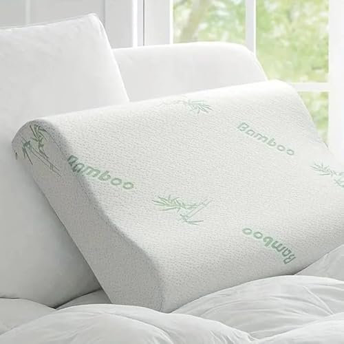 Oreiller de Sommeil en Mousse à mémoire de Forme en Bambou Rectangle 40 x 60 cm Oreiller orthopédique Soutien du Cou