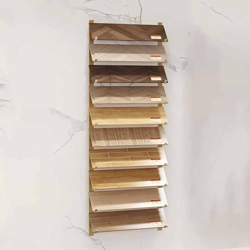 Large Format Metal Tile Sample Display Rack, Marble Slab Display Stand for Display Bulk, Tile Organizer Shelf for Wooden Boards/Door Templates(Gold,Small)