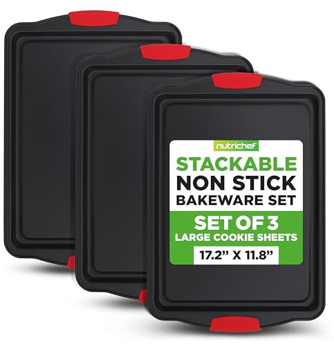 Nutrichef bandejas horno, Set de 2, Para servir, Apilables, Rectangulares, Antiadherentes