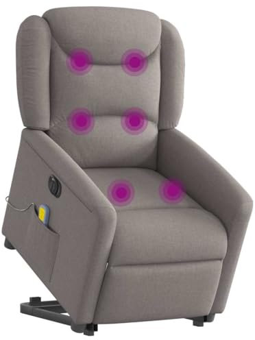 vidaXL Elektrischer Massagesessel mit Aufstehhilfe Taupe Stoff, Relaxsessel, Sessel mit Aufstehhilfe, Massagestuhl, Sessel, Sessel mit Massagefunktion