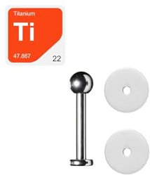Titan Labret Ohr Piercing Anti Wildfleisch Disc SET gegen Wildfleisch Keloid am Helix Conch Tragus Industrial Piercing in 1,2 x 8mm Länge