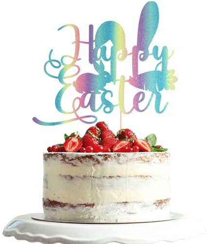 Dxsdgetue Happy Easter Cake Topper- Easter Bunny Theme Party、 Baby Shower Rabbit Cake Pick Bunny Ear/carrot Cake Decorations (colour)