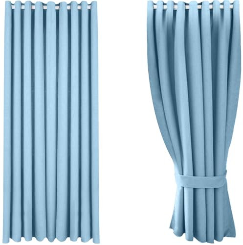 Ziligengsheng Gardinen, Verdunkelungsvorhang, Blickdichte Vorhänge, ösen Gardinen, Vorhang Schlafzimmer, 200×180cm(hXb),Hellblau,1 Stück