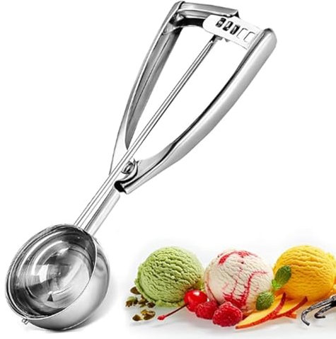 Ice Cream Scoops with Easy Trigger - Large Sized (6.3cm) 304 Stainless Steel Cookie Scoop for Meatballs, Mellon Balls, Mashed Potatoes and Muffins