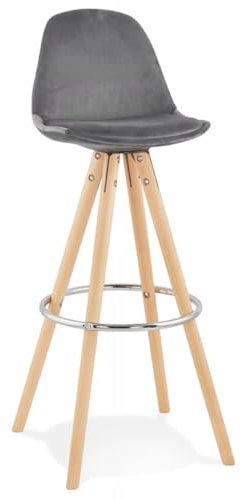 KADIMA DESIGN Barhocker Spirit aus Holz mit Samtbezug | Küchenhocker mit Fußstütze | Vintage Designerhocker mit Rückenlehne | Eleganter Stil | Sitzhöhe 75 cm, 41x41x97 cm Kollektion