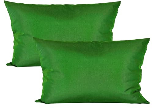 JACK 2er Set 40x60cm Outdoor Kissenhülle Kissenbezug Wasserfest Sitzkissen Lounge Kissen Garten Stuhl Lotus Effekt, Farbe:Blattgrün