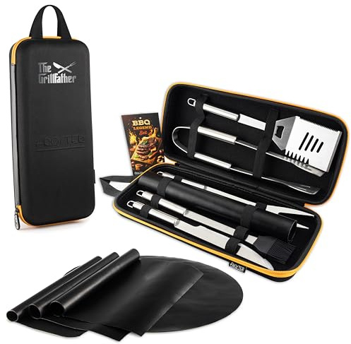 Froster Grillfather BBQ Legend Set, BBQ Accessories with 4 Barbecue Mats, Barbecue Tools for Dad, Utensil Set