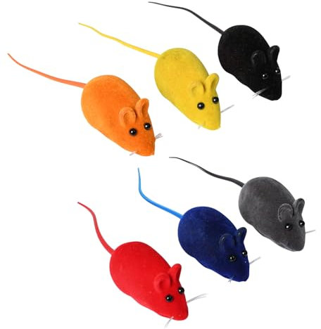 Pumwoy Lot de 6 jouets couineurs en forme de souris pour chat, corps en plastique avec velours fin, jouet interactif pour chats adultes ennuyés d'intérieur