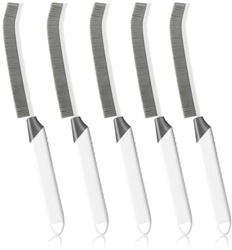 Crevice Cleaning Brush Bathroom Tile Groove Gap Cleaning Brush Premium Crevice Cleaning Tool Aluminum Support with 15° Angled Head-Grout Thin Brush,Kitchen & Bathroom Tool (5 PCS)
