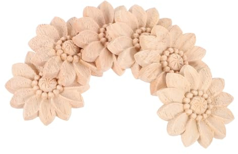 Gadpiparty Solid Wood Carved Appliques Round Onlays for Furniture Decorative Wood Trim Mouldings Cabinet Embellishments DIY Home Decor 1.97 Inch
