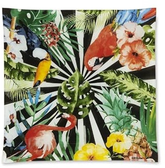 Excelsa Tropical Chic Vassoio in Vetro Quadrato, Decorazione Tropicale, 30x30 cm