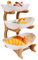 3-Tier Fruit Bowl Storage With Bamboo Stand Fruit Basket Large Capacity Storage Creative Yuanbao Shape Sturdy And Durable Optimised For Space Easy To Clean Smooth Edges Suitable Fruits Sweets (White)