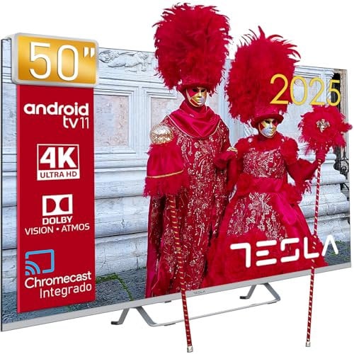 Tesla - Smart TV de 50 (127cm), Televisión UHD, Android TV 11, Compatible con Hey Google Official Assistant, WiFi & Bluetooth, 2 Altavoces 12W, Chromecast, HDR10 3.840x2.160-2025 (Reacondicionado)
