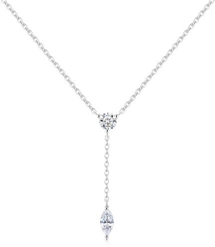 Silber 925 Halskette Damen Glänzende Zirkon Anhänger Verstellbares Diamant