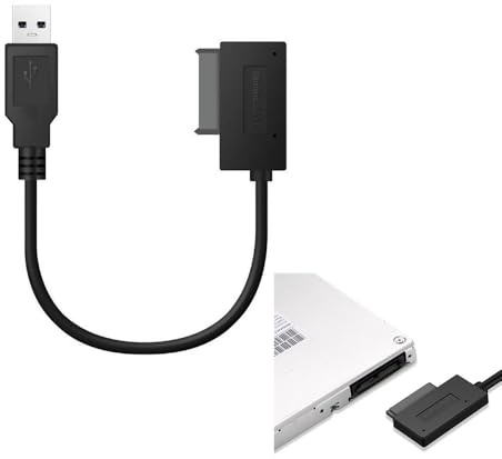 LifgWas Câble Adaptateur USB vers SATA 7+6 Broches, Convertisseur Externe USB 2.0 pour Lecteur CD/DVD DVD-ROM Portable, avec Vis de Fixation, Plug & Play