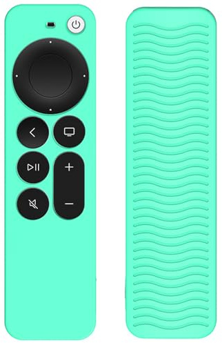 Étui de protection à télécommande pour Apple TV 4K Siri Remote 3ème génération (2022)/2ème génération (2021) - Coque en silicone pour accessoire TV (vert glacé non brillant)