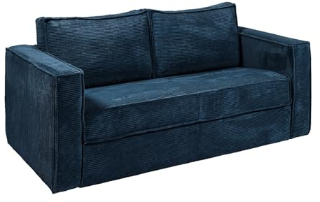 Vente-unique - Schlafsofa 3 Loreto - Samt - Marineblau