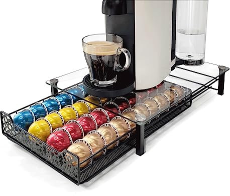 RECAPS Coffee Capsule Storage Drawer Coffee Pod Holder Compatible with Nespresso Vertuo - Coffee Pod Storage Drawer Holder for 40 Capsule(Coffee Pods NOT Included)