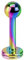 Piercing Stab Stecker Lippenpiercing Ohrpiercing Labret Lippe Ohr Tragus Helix Platte Madonna Stud mit Kugel Innengewinde Klein 1,2mm x 6mm x 3mm Rainbow