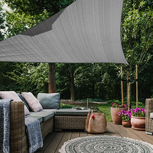 HAIKUS Sonnensegel 5x5x5m Dreieckig, Premium HDPE UV Schutz Sonnenschutz Atmungsaktiv Wetterbeständig für Garten Balkon und Terrasse, inkl Befestigungsseile, Dreieck 5x5x5 Grau